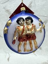 VTG Macys Holiday Lane Double Sided Gemini Celestial Blown Glass Ornament Poland picture