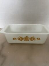 Vintage PYREX Gold Butterfly Flowers 913 Bread Loaf Pan 9.5