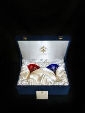 Faberge Crystal Martini Glasses One Red & One Blue in presentation case picture