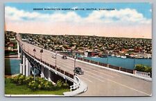 c1930s Seatle WA George Washington Memorial Bridge Street Cars Postcard Vtg D8 picture