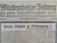 Rare Oct 1921 German Vtg Newspaper Wilhelm Herzog Goes to Wurttemberg Pre WW2 picture