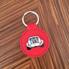 Brumos Porsche Racing 911 Carrera RSR #59 Red Leather Keychain Keyring Key Fob picture