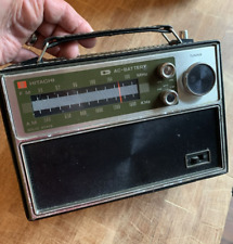 Vintage Hitachi AM FM Black Portable Transistor Radio KH-985HR Tested Works AC picture