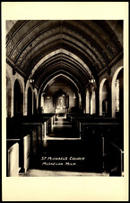 RPPC Postcard MI Muskegon Michigan St. Michael's Church Interior c1940 C21 picture