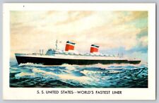 Postcard Ship Liner SS United States Richkrome  Posted Jane Vandermade Fashion picture