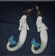 Seas And Greeting Lot of 2 Mermaid Blue Tail Glitter Christmas Tree Ornaments  picture
