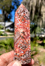 POLISHED LEOPARD SKIN JASPER POINT - 4 INCHES HIGH picture