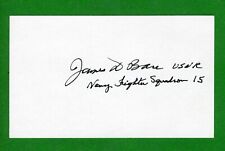 James Bare DECEASED WWII Fighter Pilot Ace-6 Kills Signed 3x5 Index Card R0163 picture