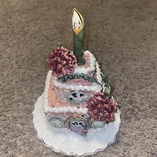 BLUE SKY Happy Birthday JANUARY Garnet Cake Candle Holder Heather Goldminc ASIS picture