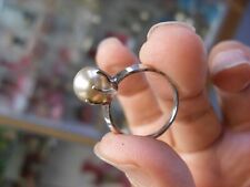 Vintage Sterling Silver Faux Pearl Ring Size 7 #B58 picture