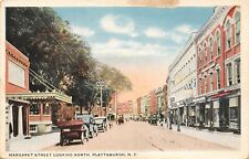 Plattsburgh New York~Margaret Street Businesses~Marquee~Vintage Cars~1920s PC picture