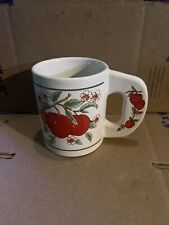 Vintage 1980’s Apple Mug Coffee Cups Set Of 4 Green Trim Kitchen Decor Mugs picture