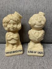 Vintage 1970's Hong Kong Figure Worlds Best Mom King Of Dads 5” Lot Of 2 Mothers picture