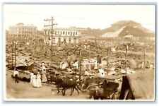 1940 Great Fire Disaster Horse And Wagon Colon Panama RPPC Photo Postcard picture
