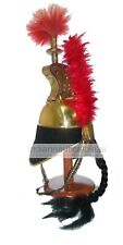 Napoleon Helmet Antique Brass Reenactment Costume W/ PLUME With Wooden Stand picture