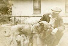 QT111 Vtg Photo MAN, GERMAN SHEPHERD MOM w/ PUPPIES, DOG HARNESS c Early 1900's picture