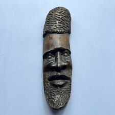 HUGE VINTAGE AFRICAN TRIBAL Hand Carved Wall Plaque Mask Face Wood Collectible picture