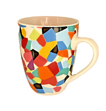 Oui French Bull Coffee Mug Multi Color Mosaic Design White Background 12 ozs picture
