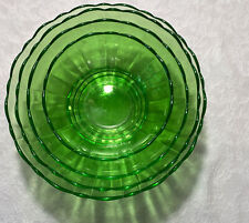 Vintage Green Flashed Glass Nesting Mixing Bowls Scalloped Edge Set of 4 picture