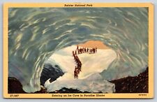 Rainier National Park, Entering Ice Cave, Paradice Glacier, Vintage Postcard picture