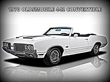 1970 Oldsmobile 442 Convertible New Metal Sign: White with Black Interior picture