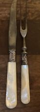 Antique Landers Frary Clark Mother Of Pearl Handle Sterling Band 1880’s Carving picture