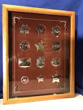 Lot Of 12 Piece 1987 Sterling Silver Police Badge Officer with Wall Wood Case picture