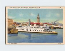 Postcard Ferry Boats Leaving For Bay Cities San Francisco California USA picture