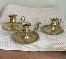 Vintage Brass Candlestick Holders Set Of 3 picture