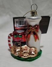 Robert Stanley Blown Glass 2023 Christmas Tree Ornament Milk & Cookies for Santa picture