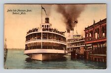 Detroit MI-Michigan, Belle Isle Pleasure Boat, Antique, Vintage c1909 Postcard picture