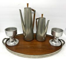 1960's Royal Holland Pewter Coffee/Tea Set w/ Tray & Silver Candle Holders picture
