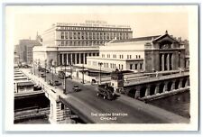c1940's The Union Station Cars Pennsylvania RR Chicago IL RPPC Photo Postcard picture