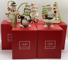 LENOX Very Merry Porcelain Ornaments, Set of 5 Penguin Santa Snowman Bear Tree ￼ picture