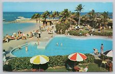 San Juan Puerto Rico, Caribe Hilton Hotel Pool Sunbathers, Vintage Postcard picture
