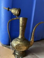 Vintage Etched Brass Tea pot Pitcher Genie Lamp 10