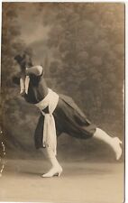 RPPC Women in Studio in Athletic Stance c1910 Real Photo Postcard picture