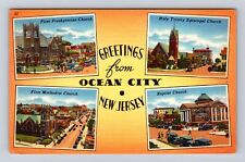 Ocean City NJ-New Jersey, General Greetings Town Churches Vintage c1960 Postcard picture