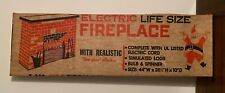1960'S CHRISTMAS TOYMASTER ELECTRIC LIFE SIZE CARDBOARD FIREPLACE MIB SEALED picture