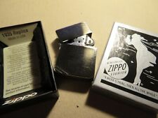 ZIPPO LIGHTER NEW 1935 REPLICA CLASSIC BRUSHED CHROME WITH SLASHES & VARGA BOX picture