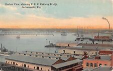 c.1910 BEV Harbor & FEC Railway Bridge Jacksonville FL post card picture