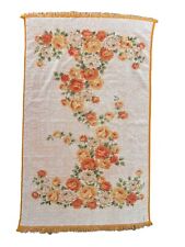 Vintage 1970s Floral Orange/Peach Bath Towel, Fringe, Cotton, JC Penney, MCM picture