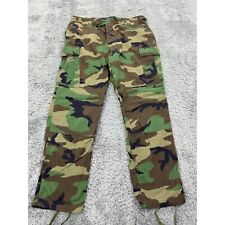 US Military Combat Trousers Mens Large Reg Woodland Camo Button Fly Cargo Pants picture