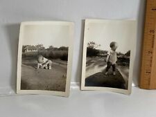 2 Vintage Baby Crawling Standing Walking Dirt 1935 Ranch Farm Black White Texas  picture