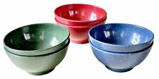 Set Of 6 Vintage Melamine Soup / Cereal Bowls-Speckled Red, Green & Blue picture