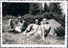 1960s Beefcake Bulge Shirtless Men Trunks Gay Interest Vintage Snapshot Photo picture