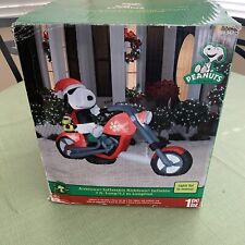 Snoopy Peanuts Christmas Airblown Inflatable Light Motorcycle Chopper picture