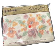 Vtg Springmaid Queen Flat Sheet Festival Grace Kelly Wondercale Non Iron Percale picture