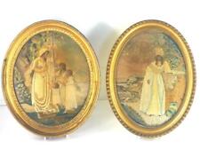 TWO ANTIQUE GEORGIAN SILKWORK EMBROIDERY ARTWORKS picture