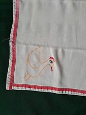 Vintage White and Red Feed sack Flour Sack Embroidered Tablecloth 25